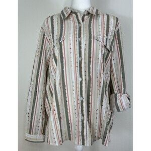 Alfred Dunner Plus Size Button Down Striped Blouse Size 20W